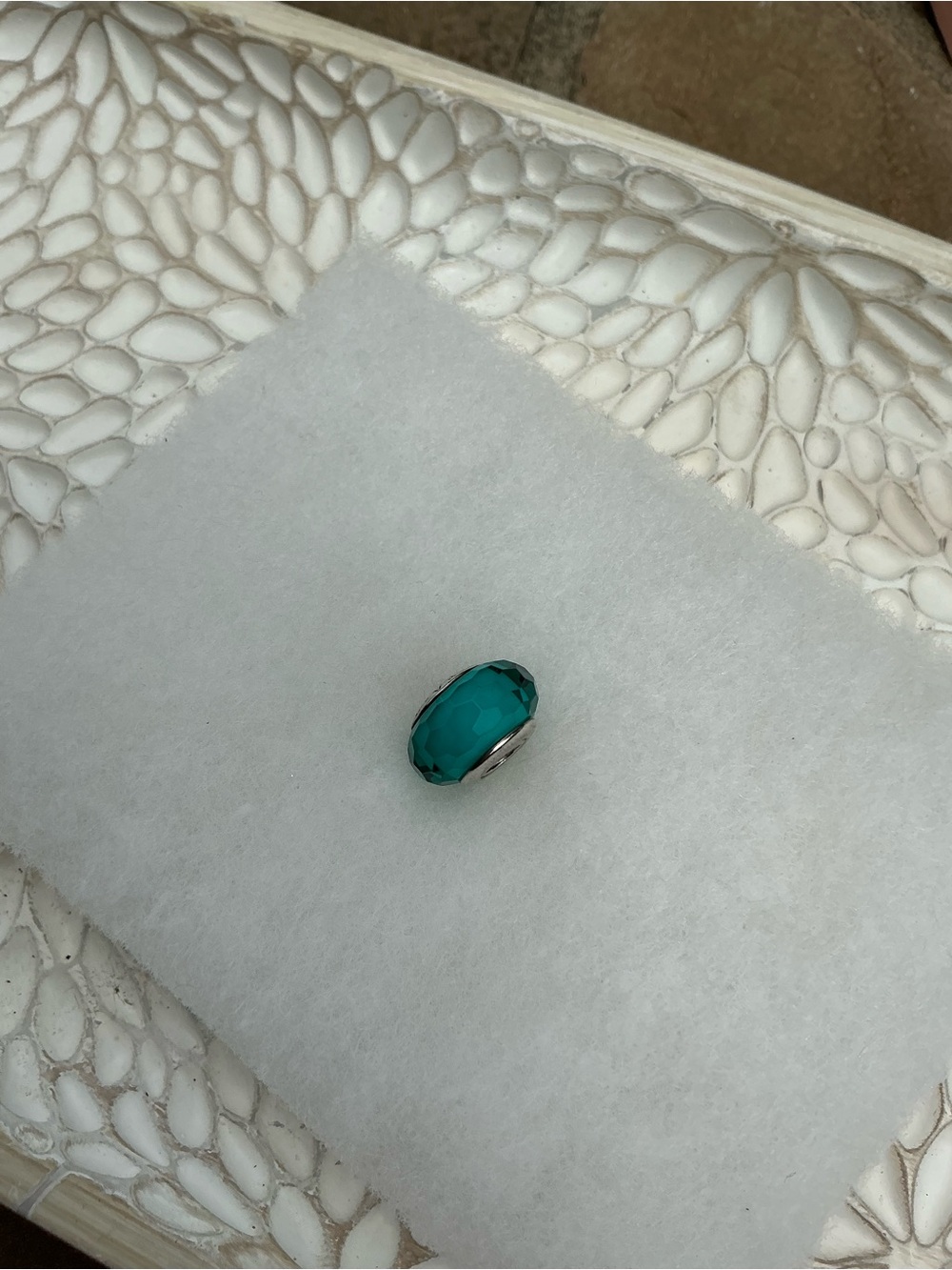 Pandora 791606 Fascinating Teal Charm Sterling Silver S925 ALE, Murano RETIRED